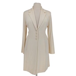 00842 NEW St John Sweater Knit Blazer Jacket Ivory size 14 preppy classic